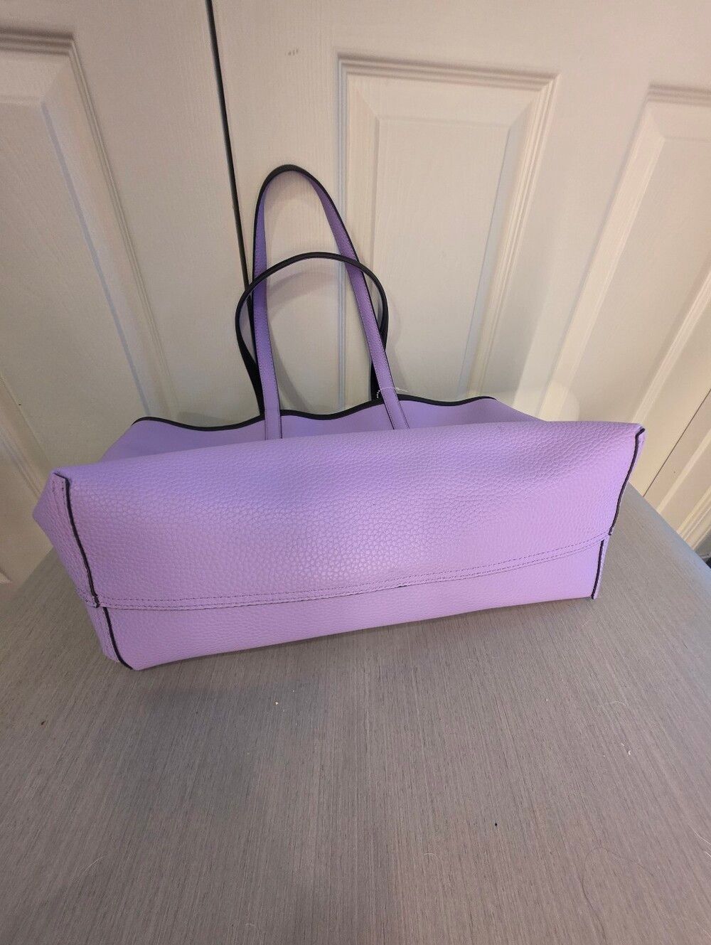Lacoste Anna Reversible Two-Tone Tote Navy and Lilac NEW - Picture 4 of 8